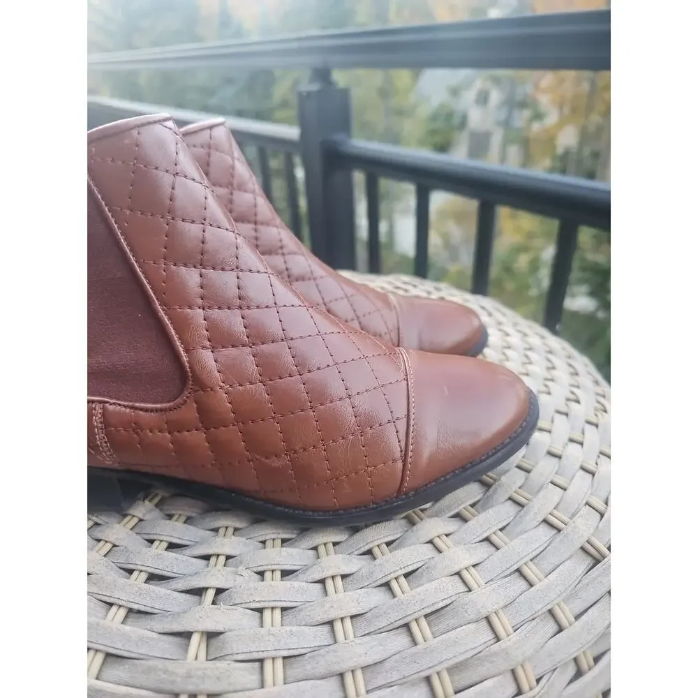 Talbots Women’s Shoes Dark Rum Tish Quilted Boots Size 7M Brown